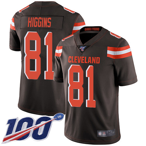 Cleveland Browns Rashard Higgins Men Brown Limited Jersey #81 NFL Football Home 100th Season Vapor Untouchable